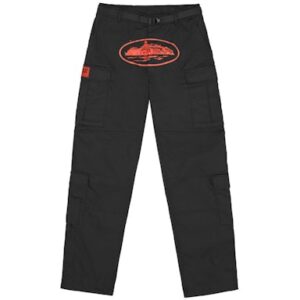black and red Corteiz cargos front