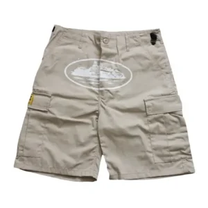 beige corteiz cargo shorts