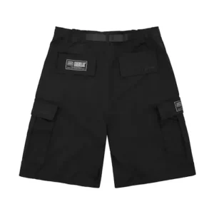 corteiz cargo shorts triple black (Back)
