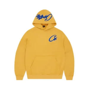 Corteiz Satin C Star Appliqué Hoodie Mustard