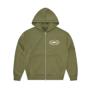 corteiz zip up hoodie olive