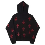 unknown london black and red rhinestone hoodie (Back)