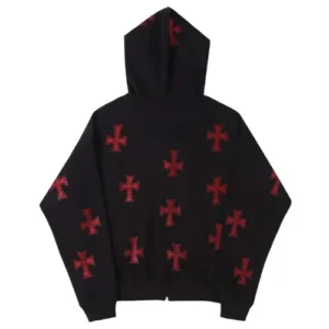 unknown london black and red rhinestone hoodie (Back)